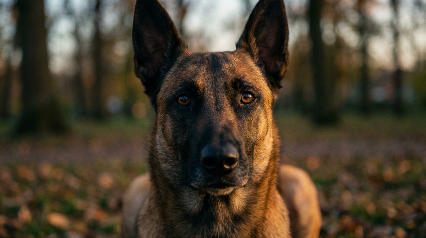 Un magnifique berger belge malinois au regard doux et expressif, symbolisant l'innocence de Rolex, tué tragiquement dans un parc.