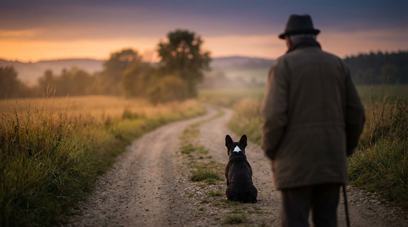 Un bulldog français noir avec une tache blanche sur la tête, regardant avec un air loyal et protecteur, symbolisant la fidélité animale.