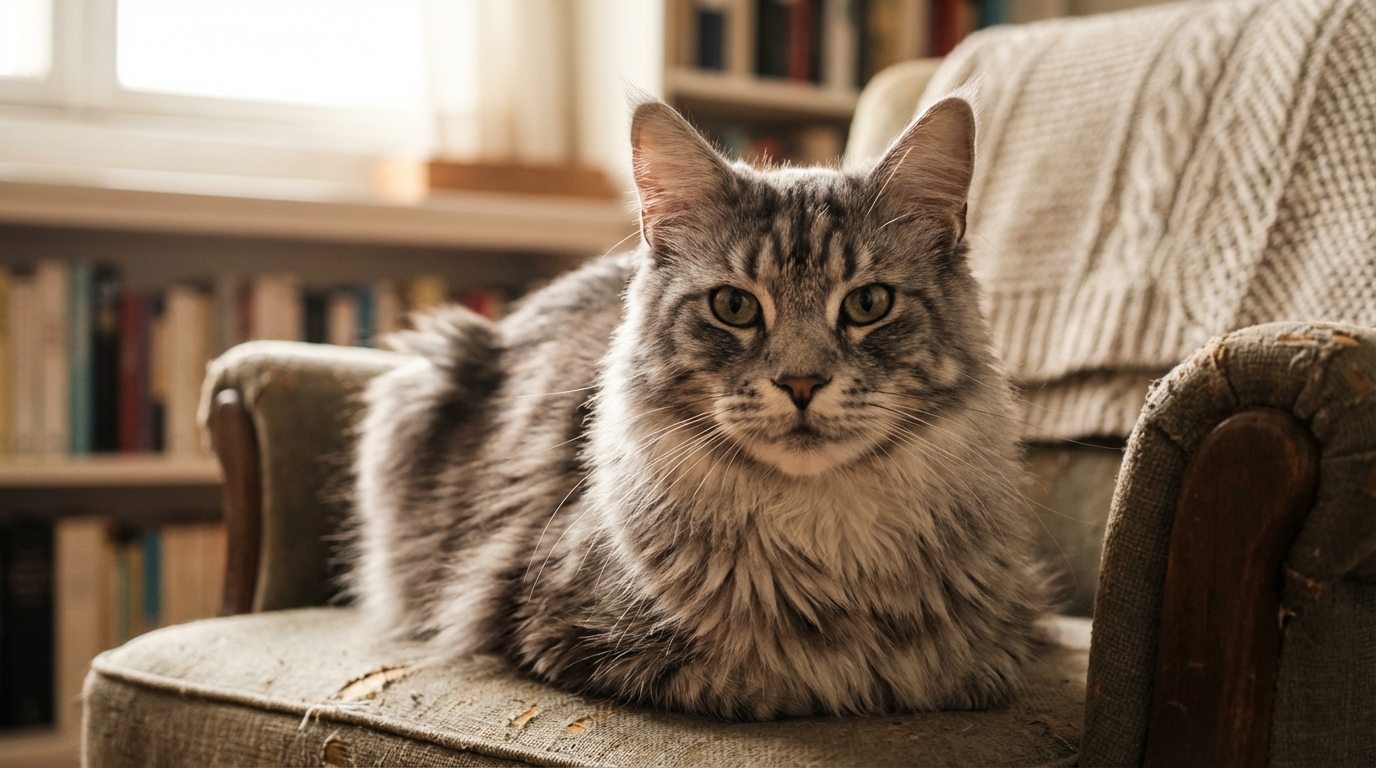 Portrait du magnifique chat Maine Coon Adès, au pelage doux et au regard bienveillant, qui a été volé en Côte-d'Or.
