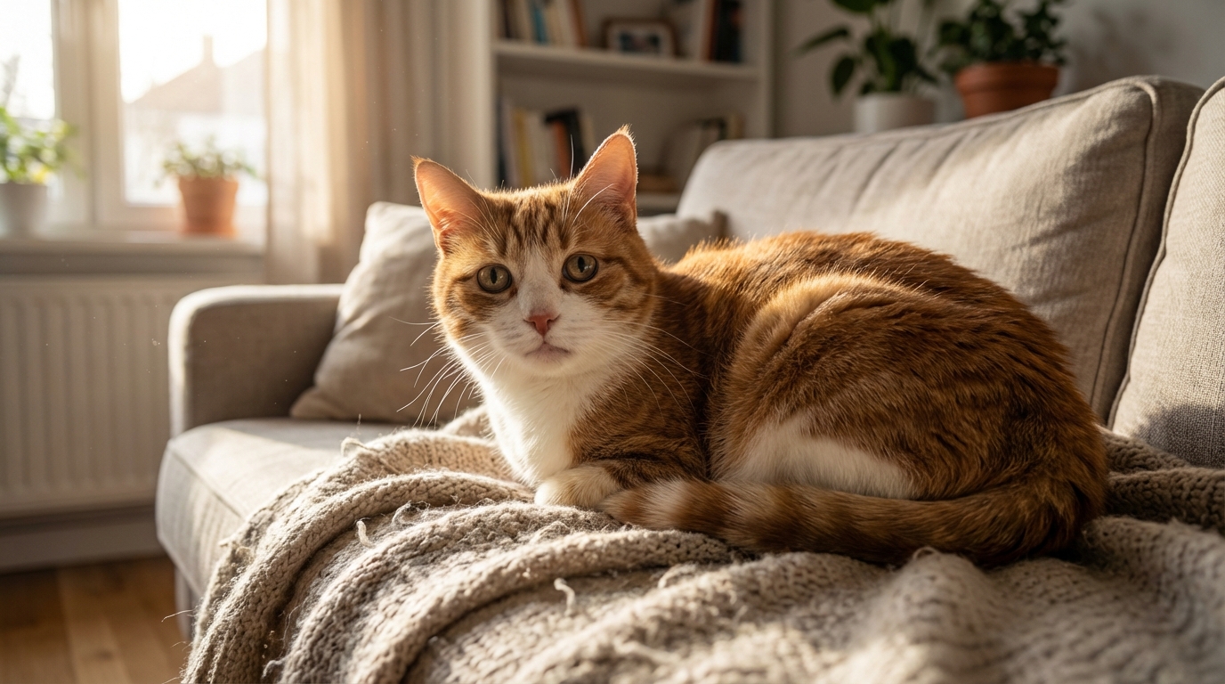 Un chat perplexe regardant l'objectif, symbolisant le dilemme judiciaire entre ses deux familles en Haute-Saône.