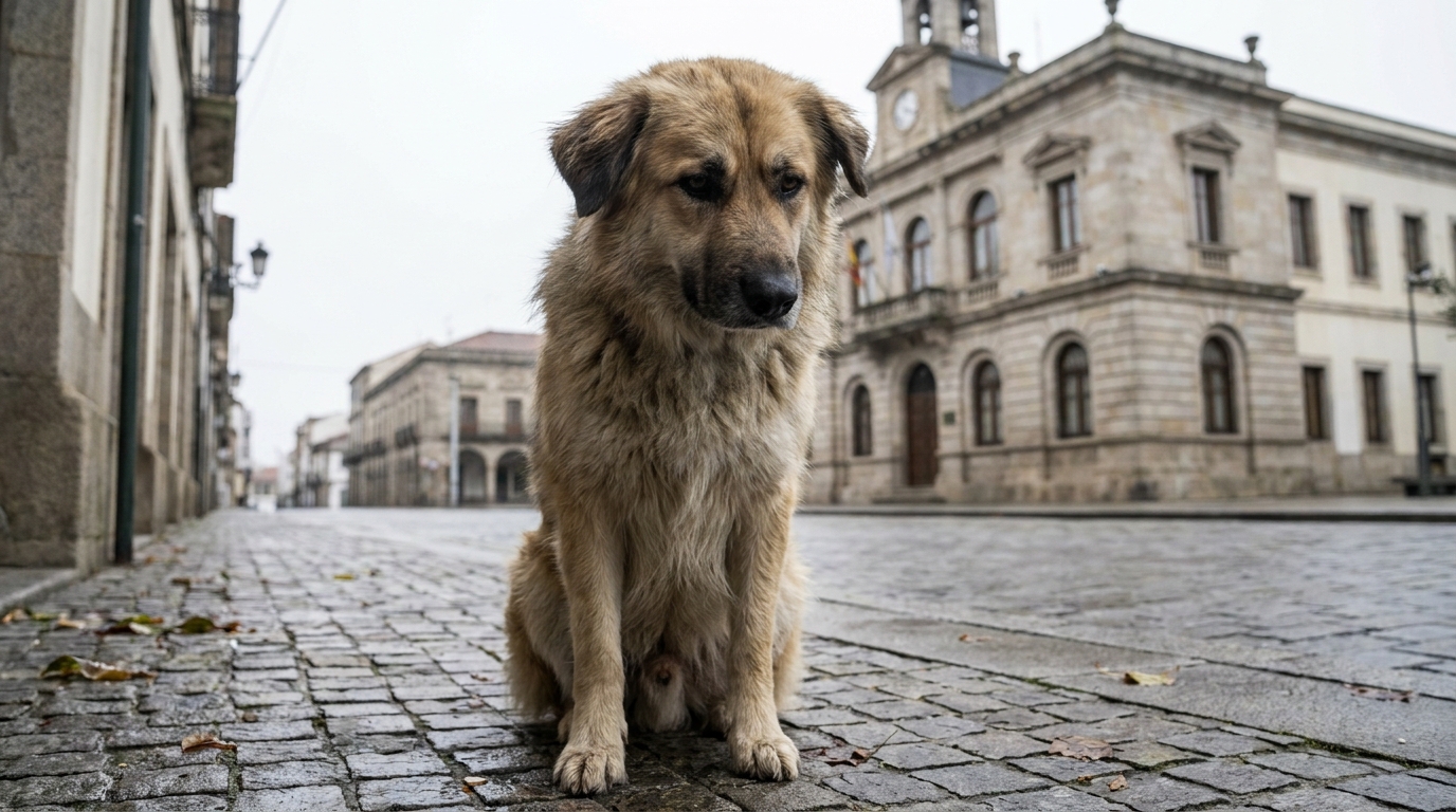 Une chienne de type berger attend dans un refuge, son regard illustrant l'histoire de Tokyo et la controverse sur son sort.