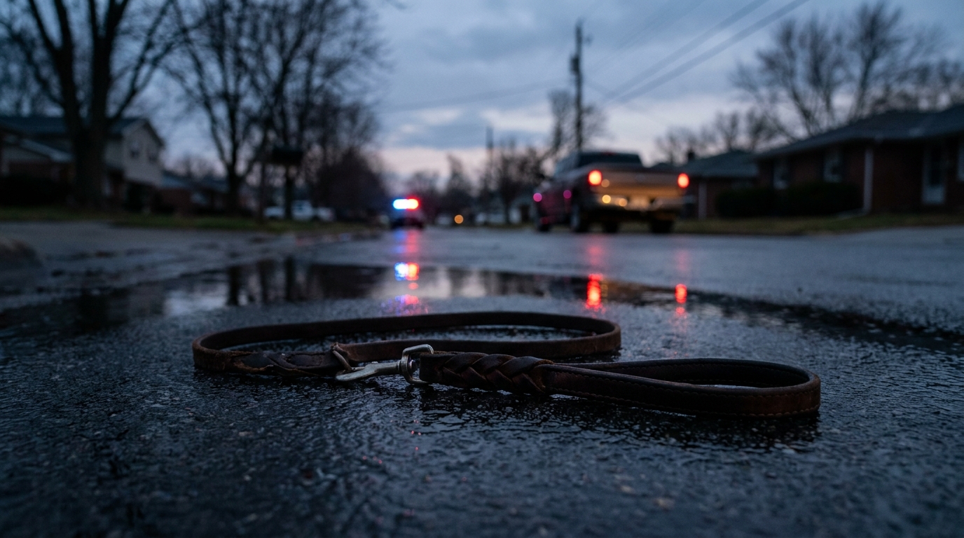 Un labrador triste regarde par la fenêtre, symbolisant la perte d'un animal de compagnie suite à un accident tragique.