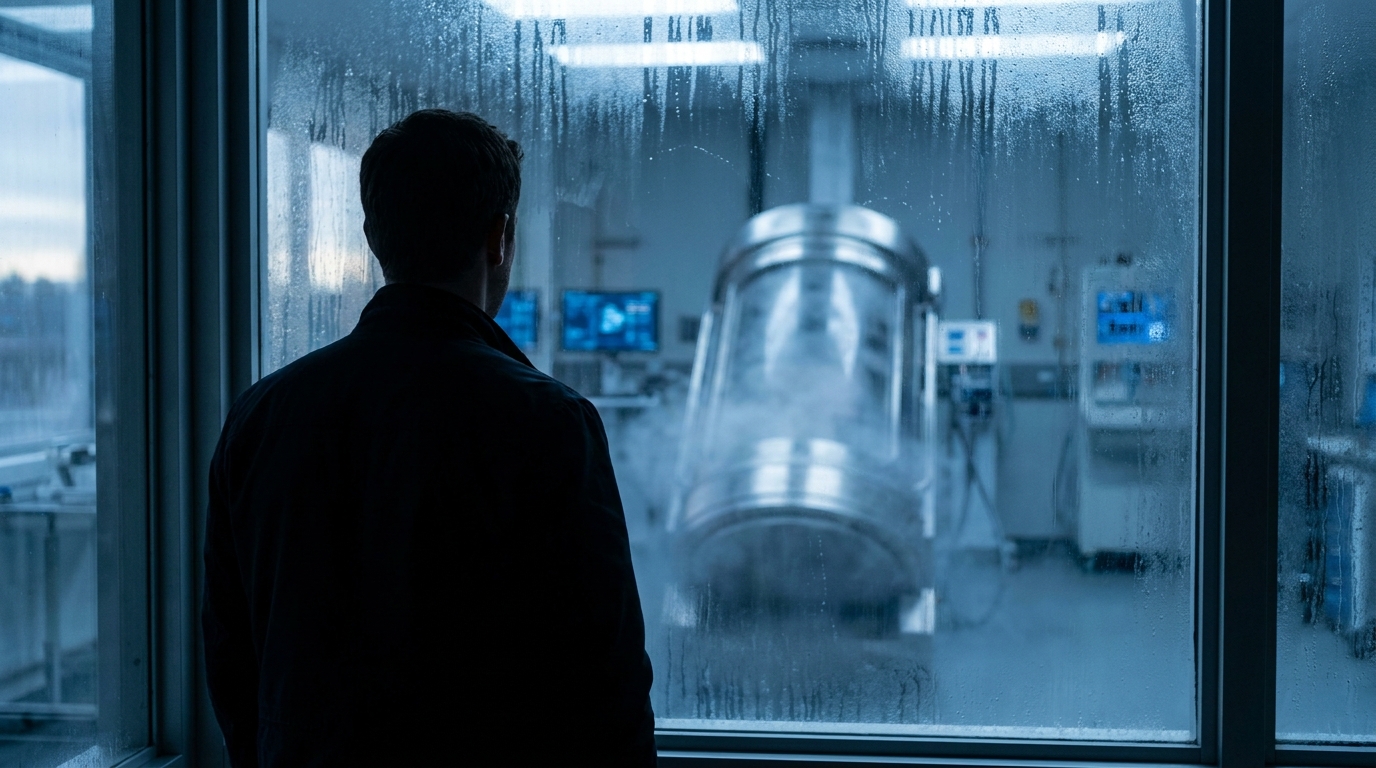 Un homme pleure la perte de son chien et envisage l'espoir de la cryogénisation pour un jour le retrouver.