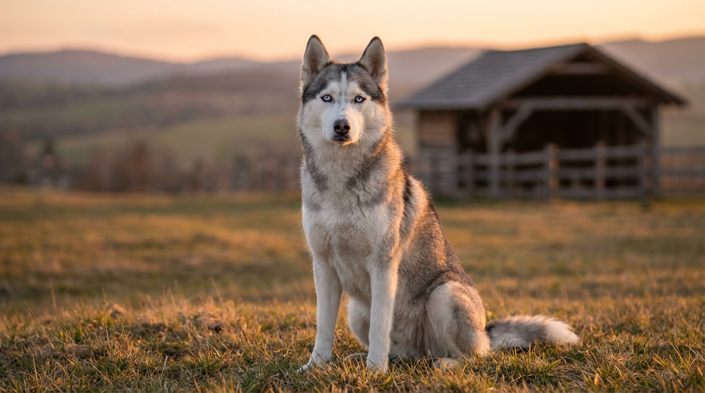 Un magnifique Husky sibérien aux yeux bleus regarde avec espoir, attendant d'être adopté dans un refuge.