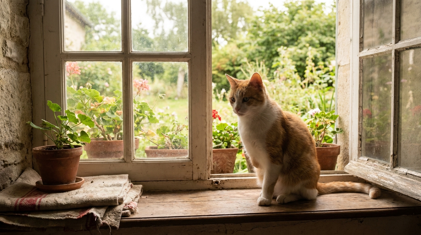 Guilly, un chat roux et blanc à trois pattes, se repose en sécurité à l'intérieur après avoir été amputé à cause d'un piège à mâchoire.