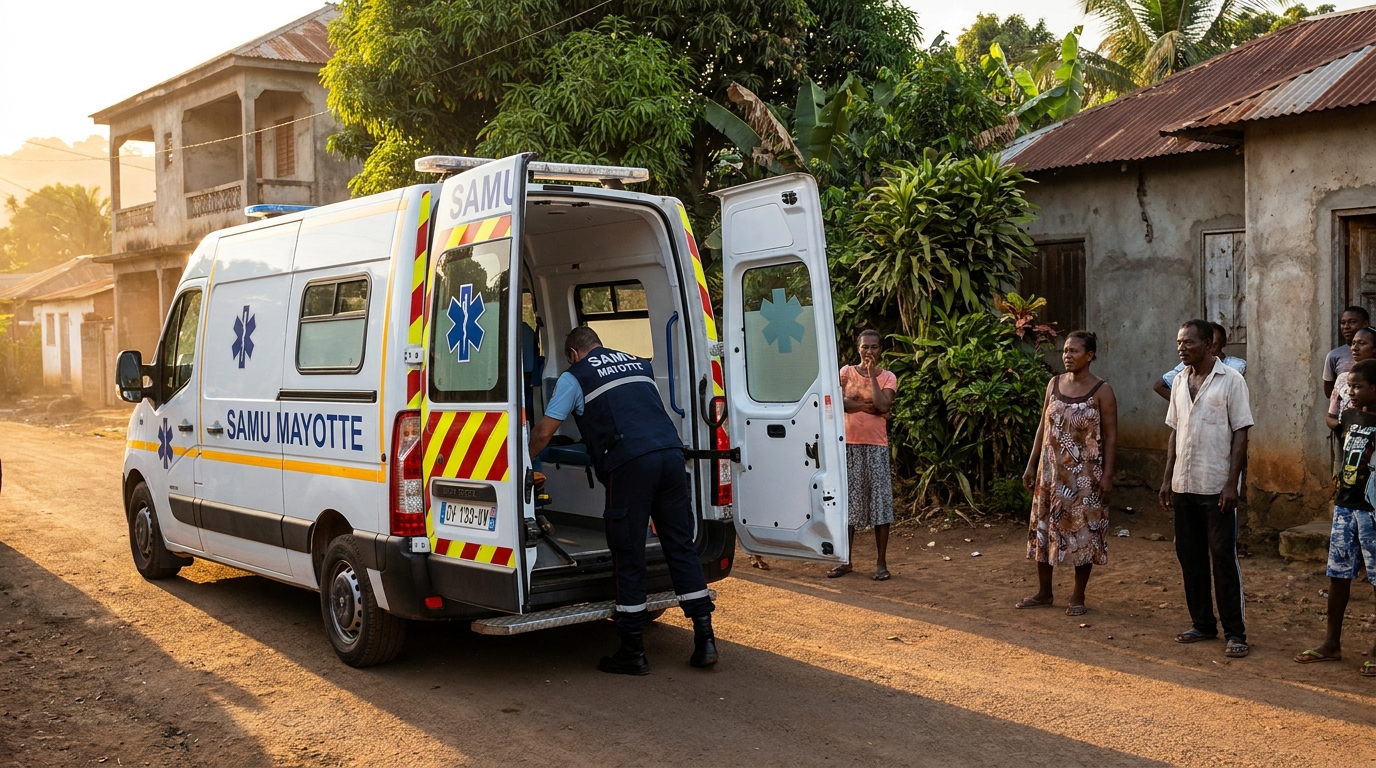 Photo d'illustration d'une intervention des secours à Mayotte, symbolisant l'urgence après l'attaque d'un enfant par un chien.