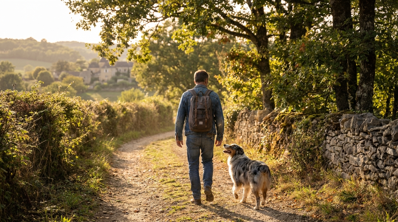 Un homme pleure la perte de son Berger Australien, Lanko, empoisonné lors d'une promenade en Dordogne.