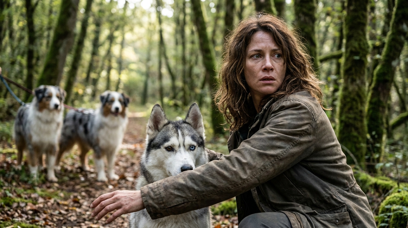 Une femme regarde sa main bandée après avoir été mordue par un chien en protégeant son propre animal.