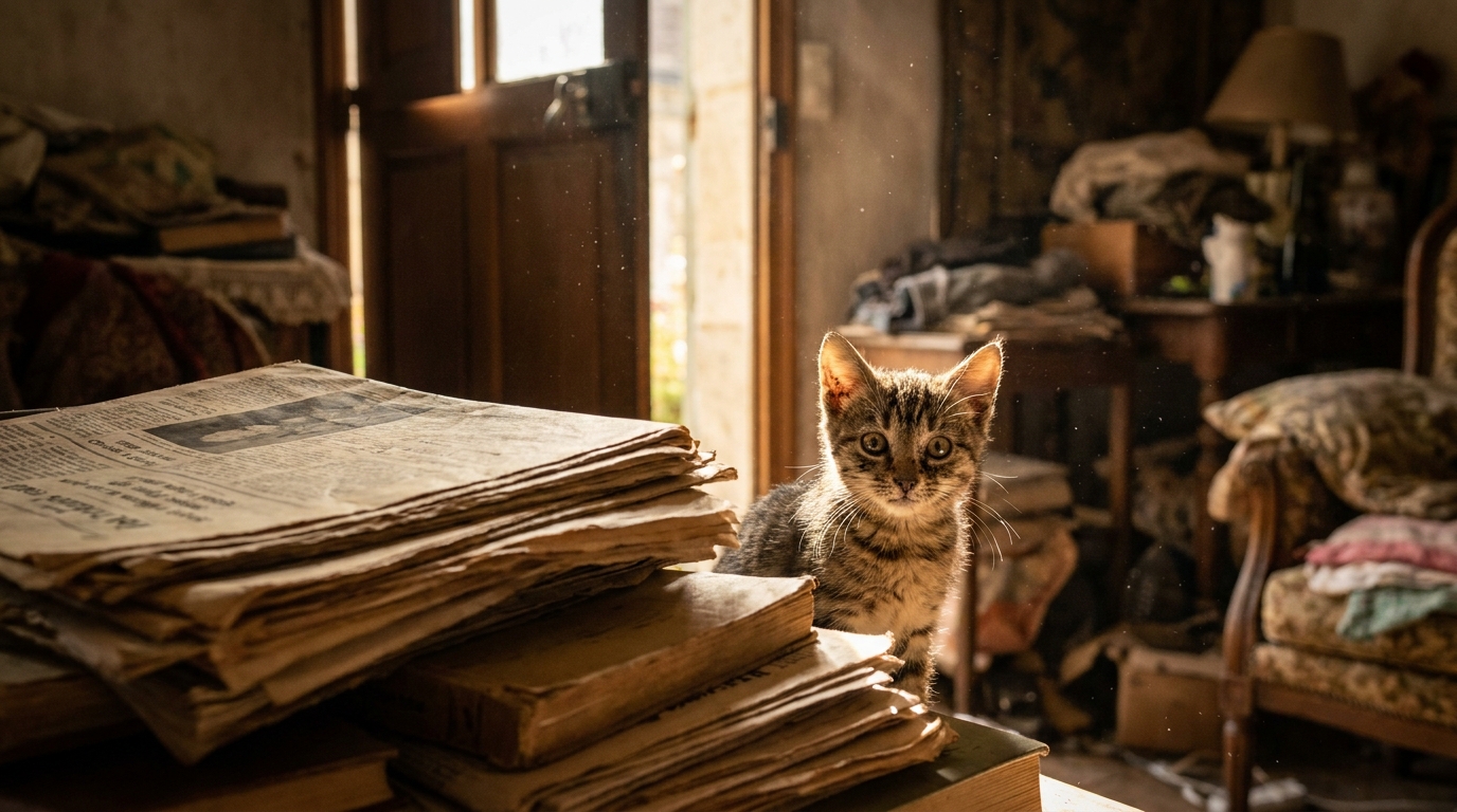 Un chat roux et blanc au regard craintif mais plein d'espoir, photographié dans un refuge après son sauvetage à Beauvais.