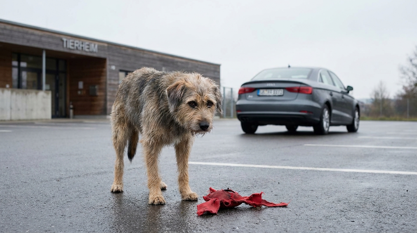 Un chien triste et désemparé, assis seul dans le couloir d'un refuge pour animaux, regarde la porte avec espoir.