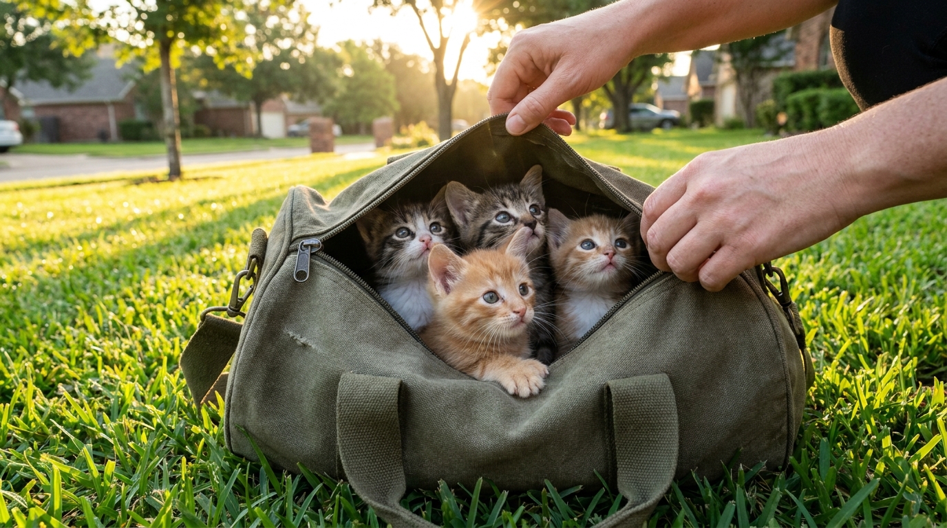 Une femme ouvre un sac abandonné sur sa pelouse et découvre avec stupeur quatre chats terrifiés qui partagent un détail physique unique.