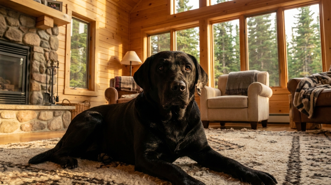 Tyson, un Labrador noir, regarde avec amour sa nouvelle famille, enfin heureux après 300 jours d'attente dans un refuge.