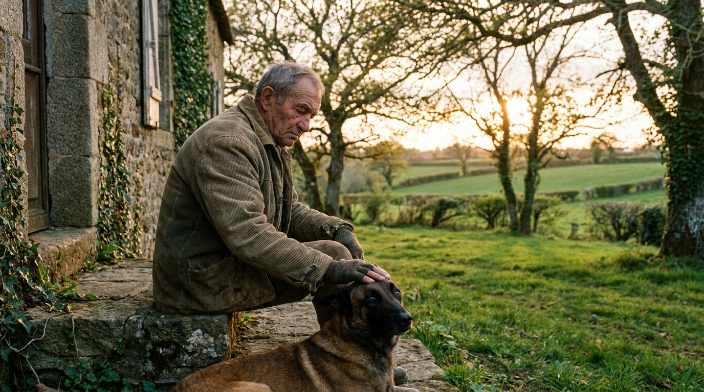 Un homme pleure la perte de sa chienne Berger Malinois, victime d'un acte de cruauté dans un village de Vendée.