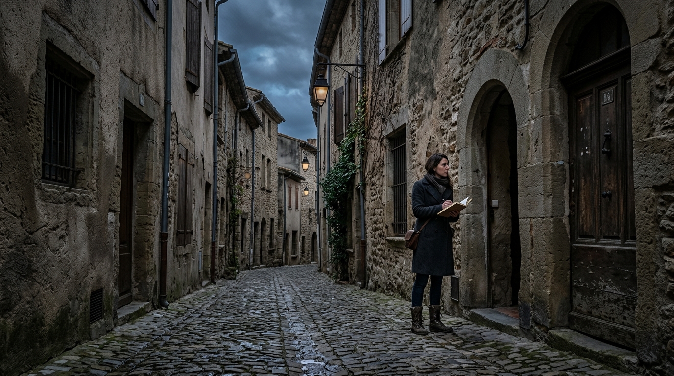 Des sacs empilés dans une maison ancienne à Carcassonne.