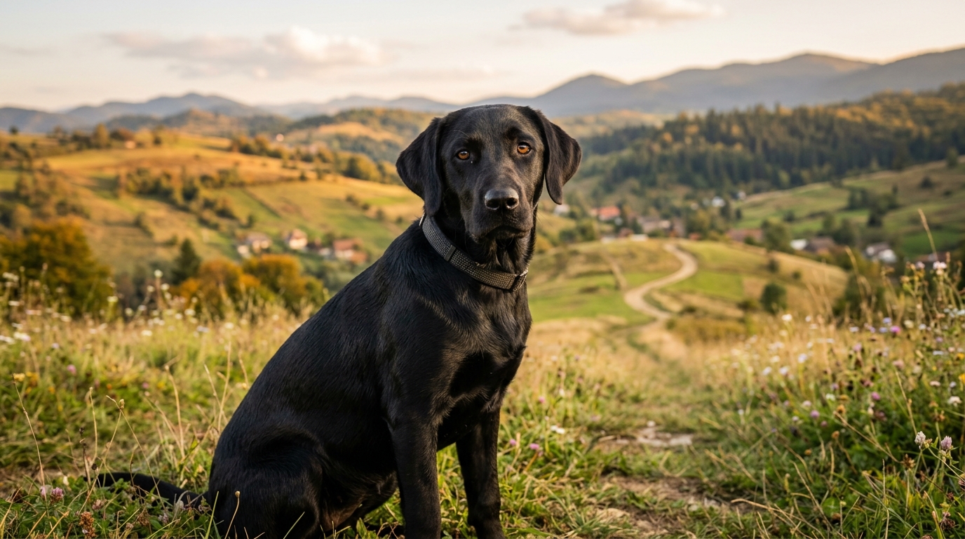 Une jeune chienne au pelage noir sauvée d'une décharge et prête pour l'adoption.