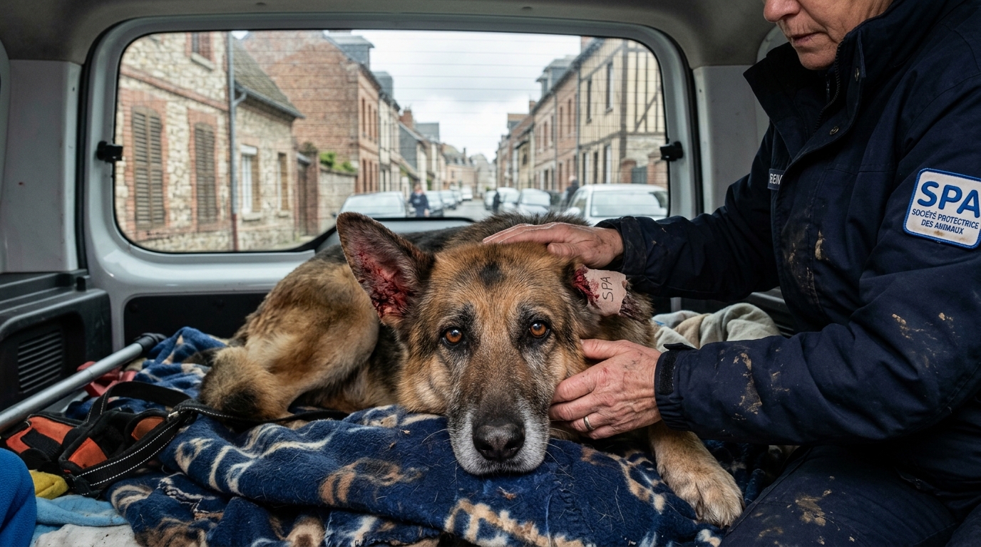 Un berger allemand secouru à Dieppe par les bénévoles de la protection animale