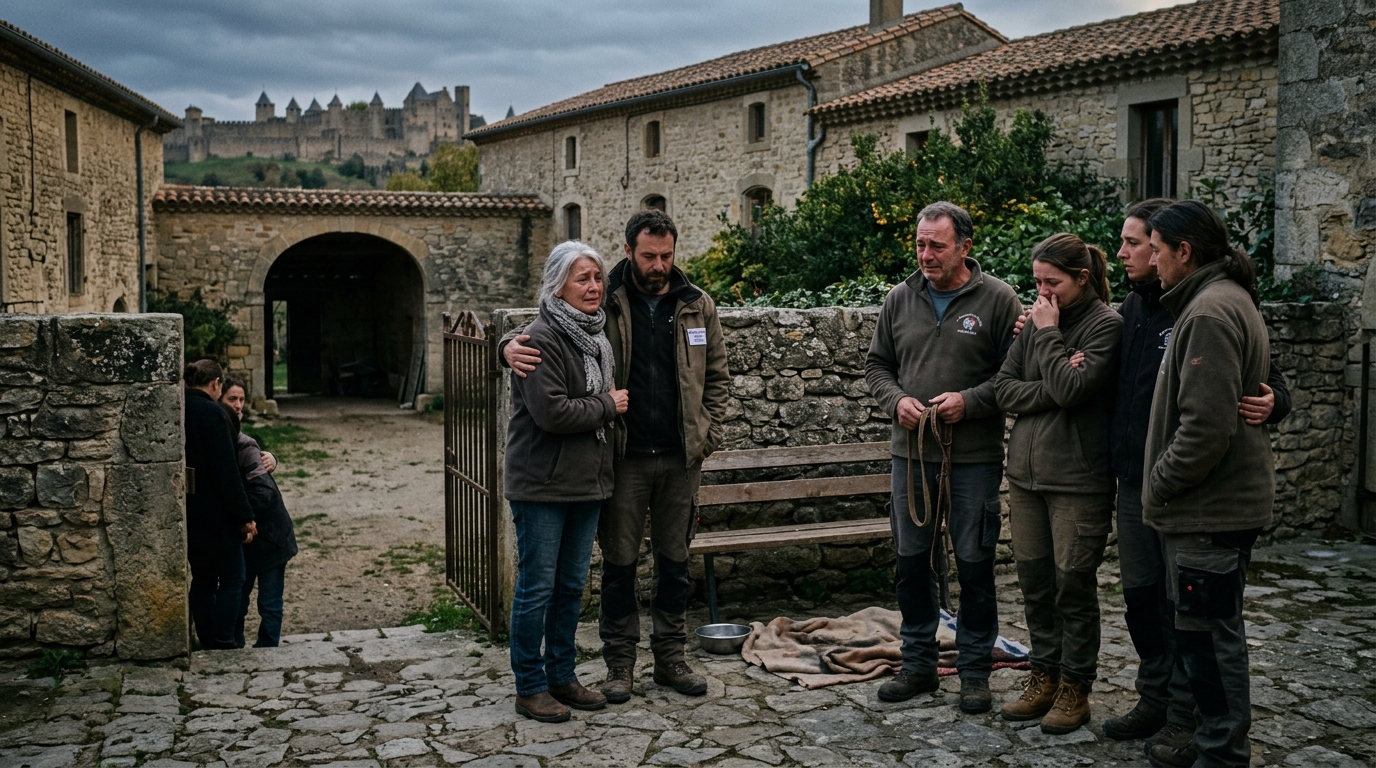 Bénévoles émus dans un refuge pour animaux à Carcassonne