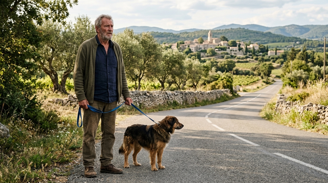 Un homme âgé cherche son chien épagneul papillon disparu au bord d'une route du Gard.
