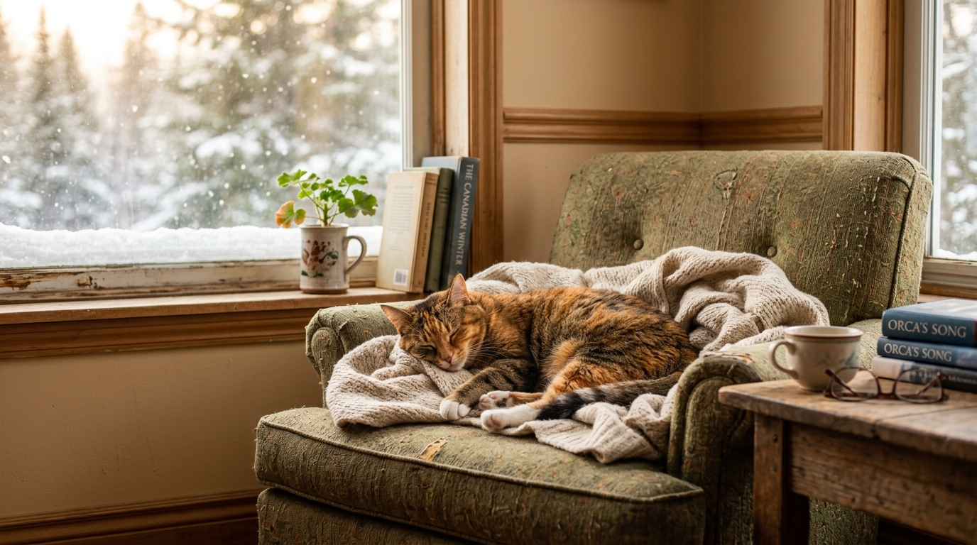 Un chat se reposant paisiblement près d'une fenêtre baignée de lumière