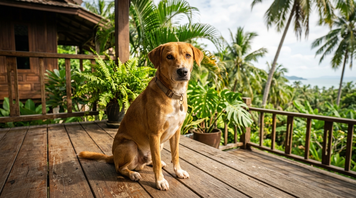 Un chien secouru en Thaïlande regarde paisiblement le paysage