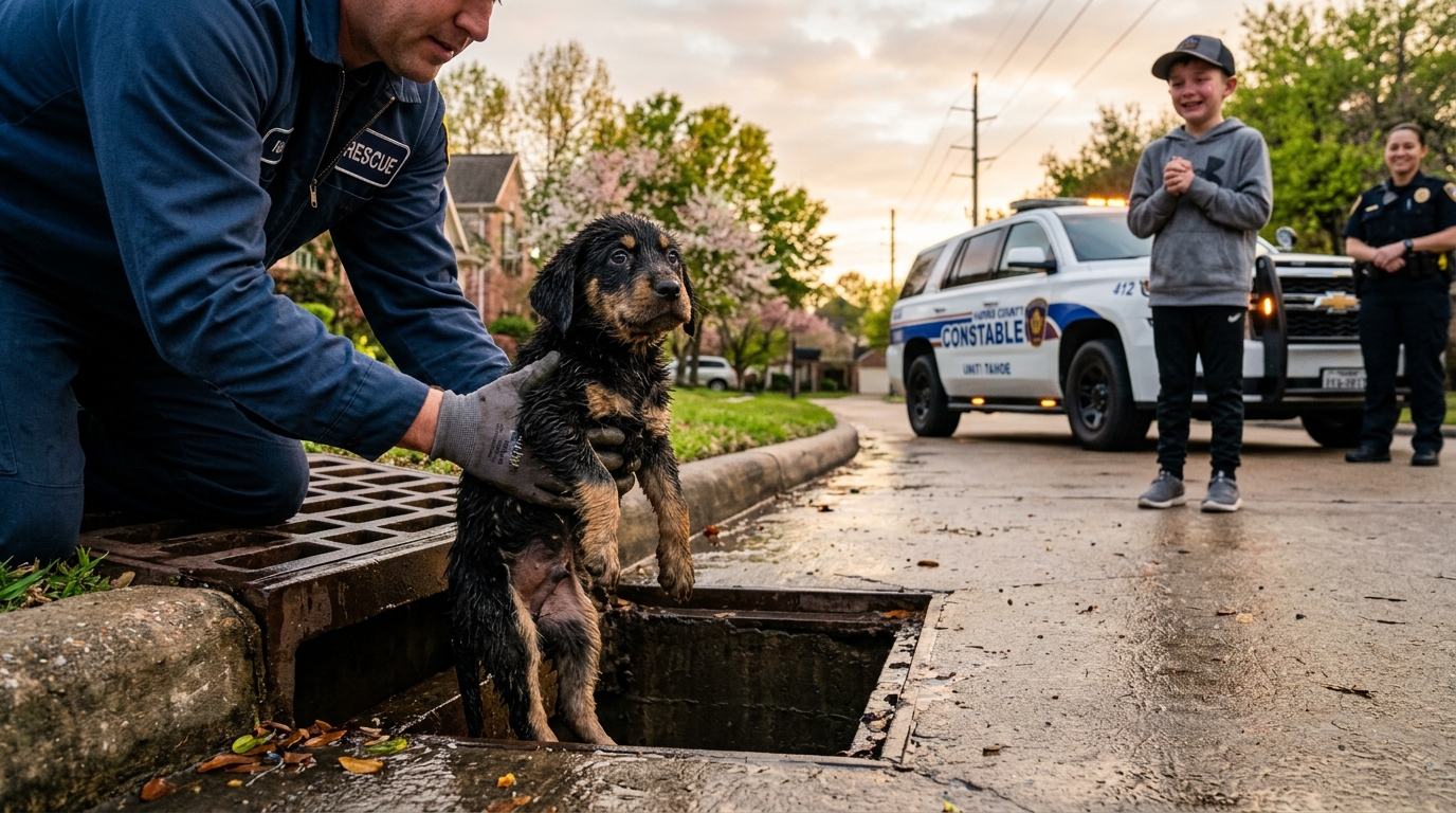 Un jeune chiot secouru au bord d'une route au Texas