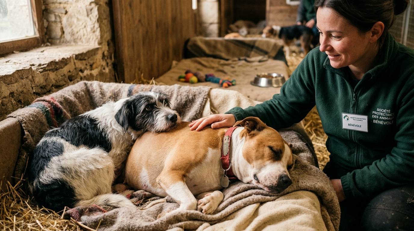 Deux chiens affaiblis secourus et pris en charge dans un refuge