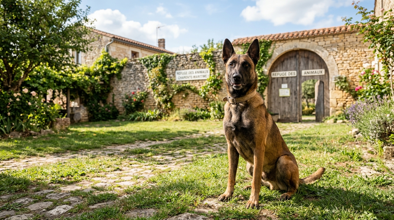 Un berger belge malinois attentif et calme dans un cadre verdoyant