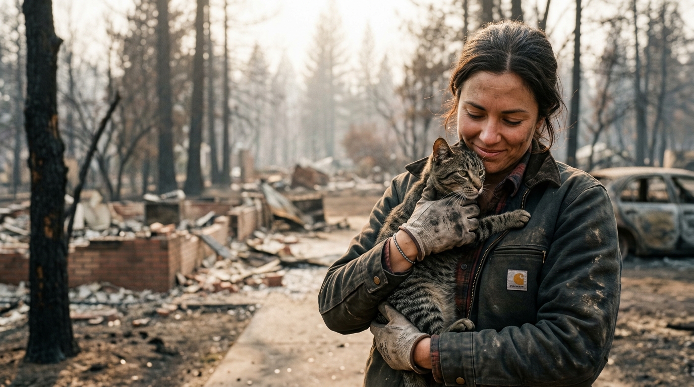 Un chat tigré sauvé des cendres de l'incendie de Camp Fire en Californie.