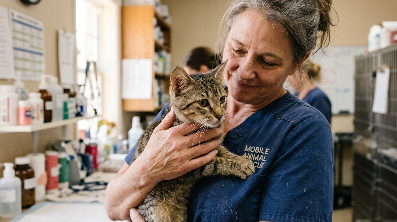 Un chat secouru dans un refuge après avoir été découvert lors d'une expulsion