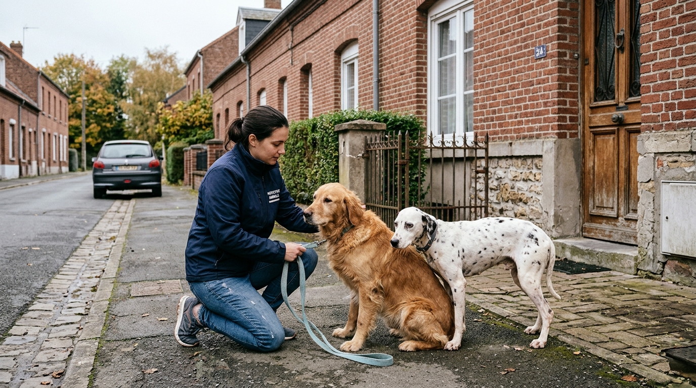 Un golden retriever et une dalmatienne affaiblis pris en charge par des bénévoles